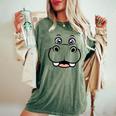カバ シャツ 大人 子供 男性 女性 カバ 顔 コスチューム レディースオーバーサイズコンフォートTシャツ Moss