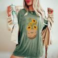 ゴッホ ひまわり ポケットアート 花柄 恋人スタイル 長袖tシャツ レディースオーバーサイズコンフォートTシャツ Moss
