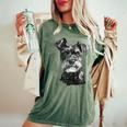 シュナウザー 顔 かわいい 犬好き 男性 女性 黒 白 レディースオーバーサイズコンフォートTシャツ Moss