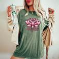 ピンクの蓮の花 曼荼羅 レディースオーバーサイズコンフォートTシャツ Moss