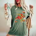 メープルの葉 秋 紅葉 日本美術 花の絵 花 日本画 新版画 レディースオーバーサイズコンフォートTシャツ Moss