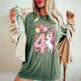 ユニコーン 4 誕生日 女の子 4 歳 馬 わたしは 4 レディースオーバーサイズコンフォートTシャツ Moss