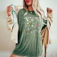 ヴィンテージ 花 ボタニカル イラスト チャート 植物 レディースオーバーサイズコンフォートTシャツ Moss