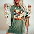 日本のヴィンテージ花柄着物 レディースオーバーサイズコンフォートTシャツ Moss