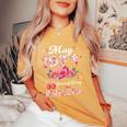 55歳 1971年5月 花柄 55歳 誕生日 男性 女性 レディースオーバーサイズコンフォートTシャツ Mustard