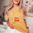 6月の誕生日 クイーン 1966年6月より6月の女の子 長袖tシャツ レディースオーバーサイズコンフォートTシャツ Mustard