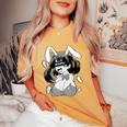 Ahegao Lewd アニメ 顔とウサギの女の子 コスチューム オタク用 レディースオーバーサイズコンフォートTシャツ Mustard