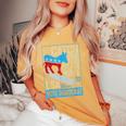 Catch The Blue Waveurfing Democrat Donkey Midterm Election レディースオーバーサイズコンフォートTシャツ Mustard