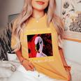 Damned If I Do Damned If I Don't I Don't Flamingo Japanese レディースオーバーサイズコンフォートTシャツ Mustard