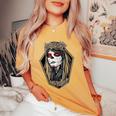 Dia De Los Muertos ハロウィン バラ メキシカンシュガースカル 女の子 レディースオーバーサイズコンフォートTシャツ Mustard