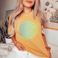 Flower Of Life 宇宙のポジティブなエネルギー フラワーオブライフ 長袖tシャツ レディースオーバーサイズコンフォートTシャツ Mustard