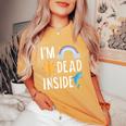 I'm Dead Inside Happy Rainbowunshine Dolphin ファニーtシャツ レディースオーバーサイズコンフォートTシャツ Mustard