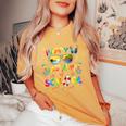 Last Day Ofchool For Teacher Off Duty Tie And Dye レディースオーバーサイズコンフォートTシャツ Mustard
