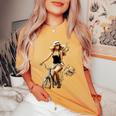Pinup Girl 自転車 乗馬 サイクリスト ヴィンテージ レディースオーバーサイズコンフォートTシャツ Mustard