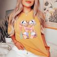 Waifu セクシー アニメ 女の子 角 ミニスカート 日本のレトロアート レディースオーバーサイズコンフォートTシャツ Mustard