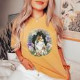 かわいい フラワー シェルティ 夏 花柄 シェットランド シープドッグ レディースオーバーサイズコンフォートTシャツ Mustard