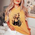 サックスを吹くピンナップの女の子 サックス奏者 ヴィンテージ レディースオーバーサイズコンフォートTシャツ Mustard