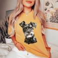 シュナウザー 顔 かわいい 犬好き 男性 女性 黒 白 レディースオーバーサイズコンフォートTシャツ Mustard