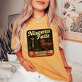 ナイアガラフォールズ カナダ アメリカ 夜の花火 スカイライン お土産 レディースオーバーサイズコンフォートTシャツ Mustard