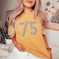 ナンバー 75 七五周年 男性 女性 75歳の誕生日 レディースオーバーサイズコンフォートTシャツ Mustard
