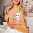 女の子、10歳の誕生日、ユニコーンキャット、ナンバー10 レディースオーバーサイズコンフォートTシャツ Mustard