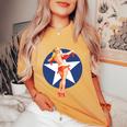 愛国心 ヴィンテージ セクシー ピンナップ 女の子 長袖tシャツ レディースオーバーサイズコンフォートTシャツ Mustard