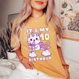 誕生日の女の子10歳、猫、ユニコーン、10歳の誕生日 レディースオーバーサイズコンフォートTシャツ Mustard