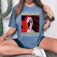 Damned If I Do Damned If I Don't I Don't Flamingo Japanese レディースオーバーサイズコンフォートTシャツ Blue Jean