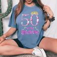 It's My 50Th Birthday Queen Tiarahoes 50歳 Old Bday ギフト レディースオーバーサイズコンフォートTシャツ Blue Jean