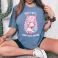 Just A Girl Who Loves アニメ カワイイ漫画 日本語 長袖tシャツ レディースオーバーサイズコンフォートTシャツ Blue Jean