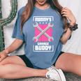 Mommy Garage Buddy 車愛好家 メカニック 自動車修理 レディースオーバーサイズコンフォートTシャツ Blue Jean