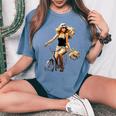 Pinup Girl 自転車 乗馬 サイクリスト ヴィンテージ レディースオーバーサイズコンフォートTシャツ Blue Jean