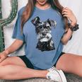 シュナウザー 顔 かわいい 犬好き 男性 女性 黒 白 レディースオーバーサイズコンフォートTシャツ Blue Jean