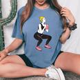 ボディービルダー 脚の日 女の子 ケトルベル フィットネス ボディービル レディースオーバーサイズコンフォートTシャツ Blue Jean