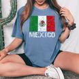 メキシコの国旗 アンティーク調 男性 女性 キッズ レディースオーバーサイズコンフォートTシャツ Blue Jean