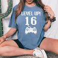 レベルアップ 16歳 誕生日プレゼント 男の子 女の子 レディースオーバーサイズコンフォートTシャツ Blue Jean