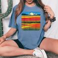 夏をテーマにしたカラフルな花畑 レディースオーバーサイズコンフォートTシャツ Blue Jean