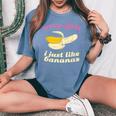 残念な女の子私はバナナが好き ゲイデート レディースオーバーサイズコンフォートTシャツ Blue Jean