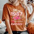 39歳 1987年5月 花柄 39歳 誕生日 男性 女性 レディースオーバーサイズコンフォートTシャツ Yam