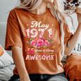 55歳 1971年5月 花柄 55歳 誕生日 男性 女性 レディースオーバーサイズコンフォートTシャツ Yam