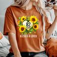 82歳 祝福された愛されたひまわりの花 ハート 82歳の誕生日 レディースオーバーサイズコンフォートTシャツ Yam