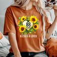 88歳 祝福された愛されたひまわりの花 ハート 88歳の誕生日 レディースオーバーサイズコンフォートTシャツ Yam