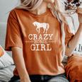 Crazy Horse Girl 、ストレスを感じたエクエストリアン愛好家へのギフト レディースオーバーサイズコンフォートTシャツ Yam