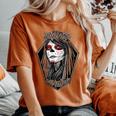 Dia De Los Muertos ハロウィン バラ メキシカンシュガースカル 女の子 レディースオーバーサイズコンフォートTシャツ Yam