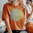Flower Of Life 宇宙のポジティブなエネルギー フラワーオブライフ 長袖tシャツ レディースオーバーサイズコンフォートTシャツ Yam