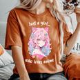 Just A Girl Who Loves アニメ カワイイ漫画 日本語 長袖tシャツ レディースオーバーサイズコンフォートTシャツ Yam