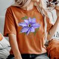 クレマチス 花 ボタニカル パープル フラワー レディースオーバーサイズコンフォートTシャツ Yam