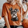 シュナウザー 顔 かわいい 犬好き 男性 女性 黒 白 レディースオーバーサイズコンフォートTシャツ Yam