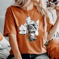 マグノリアの花と美しい猫 レディースオーバーサイズコンフォートTシャツ Yam