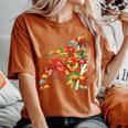 メープルの葉 秋 紅葉 日本美術 花の絵 花 日本画 新版画 レディースオーバーサイズコンフォートTシャツ Yam
